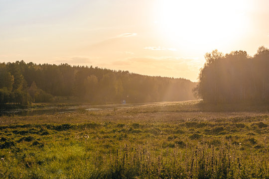 Sunset in the summer. Landscape, Ural, Russia © Vitalii