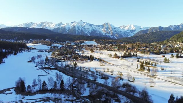 Seefeld in Tirol flight approach - Aerial Phantom 4 drone