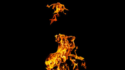 Fire flames on black background. fire on black background isolated. fire patterns