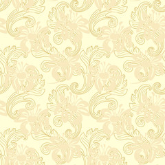 Seamless grey background with white pattern in baroque style. Vector retro illustration. Ideal for printing on fabric or paper.