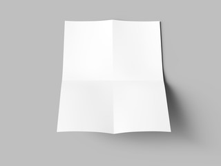 Sheet of paper folded to four. Letter or poster mockup. 3d illustration