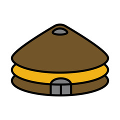 Mongol warrior flat icon yurt
