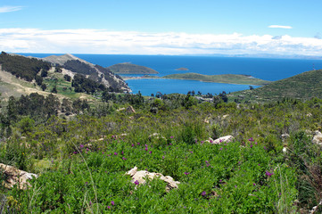 Panorama de l'Isla del Sol, Lac Titicaca, Bolivie