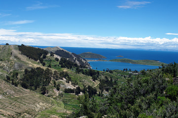 Panorama de l'Isla del Sol, Lac Titicaca, Bolivie