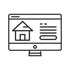 Real estate web site black line icon. Central location of web pages. Real estate information. Pictogram for web page, mobile app, promo. UI UX GUI design element. Editable stroke.