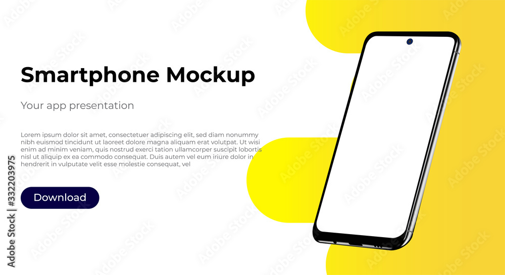 Wall mural realistic smartphone template mockup for user experience presentation. stylish concept design for we