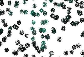 Light Green vector cover with beautiful snowflakes.