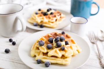 Belgian waffles and tea