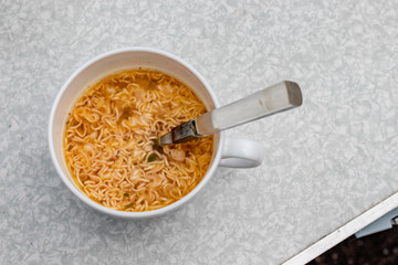 noodles in the bowl