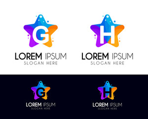 Creative letter G and H logo template. With star concept. Vector icon logo design. Element for your brand identity