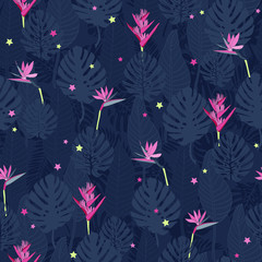 seamless pattern with strelitzia flowers