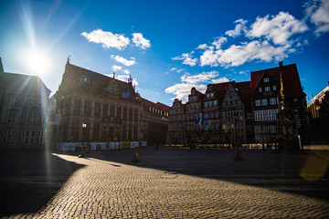 Ghost Town - deserted Marketplace in Bremen in the sunshine