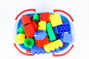 Fototapeta na wymiar colorful toy blocks on white background