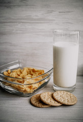 glass of milk with flakes
