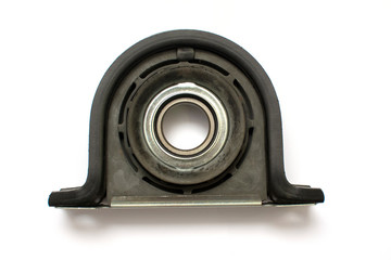 Car cardan shaft intermediate bearing support holder close up isolated on white background.