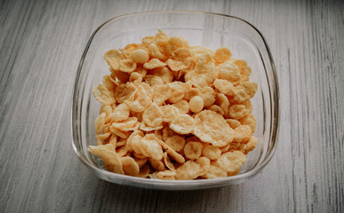cornflakes in a glass plate