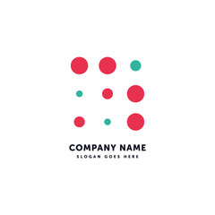 Logo Arrow dots creative vector icon design template. Abstract logotype concept element sign shape.