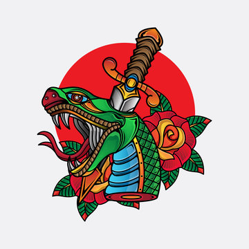 traditional snake head tattoo
