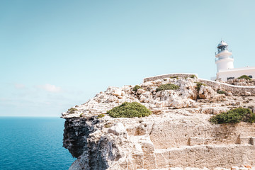 Faro de Cavalleria en Menorca mar mediterraneo e islas baleares