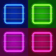 Neon Lights Round Frames Set for Your Custom Banner. vector illustration