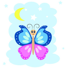 cute colorful butterfly cartoon illustration