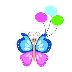 cute colorful butterfly cartoon illustration