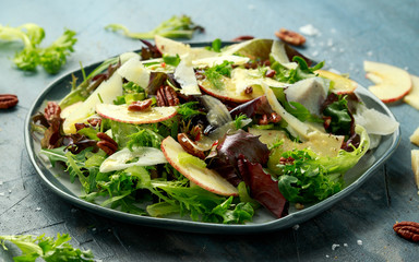 Vegetarian Fennel and apple salad with pecan nuts and Pecorino romano cheese shavings