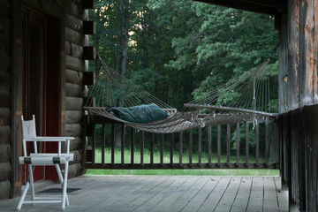hammock on the cabin porch 