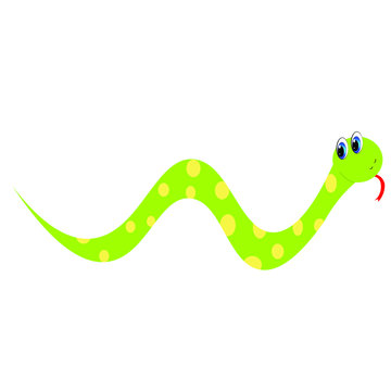 cute green snake cartoon illustration