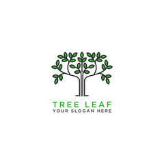Template tree leaf logo design, - vector