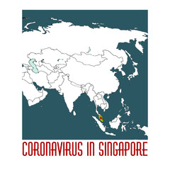 Coronavirus infection in Singapore, Asian map with emphasized country. 2020 disease. Vector stock illustration in cartoon style.