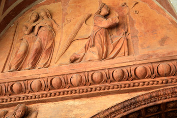 Pavia (PV), Italy - June 09, 2018: Certosa di Pavia area and Carthusian Monastery inside area detail, Pavia, Lombardy, Italy