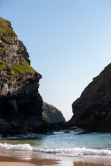 Fototapeta na wymiar Rocky coastline with cliffs, beach