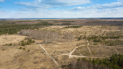 The view from the bird's eye view of reviving nature in the spring