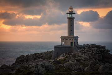 Punta Nariga lighthouse in Malpica de Bergantiños, Galicia, Spain