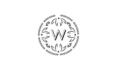 Elegant floral monogram with the letter W. Exquisite calligraphic logo for business sign, restaurant, royalty, boutique, cafe, hotel.