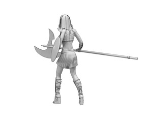 warrior woman character, 3D rendering, illustration