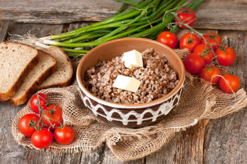 Buckwheat porridge with butter - healthy eating