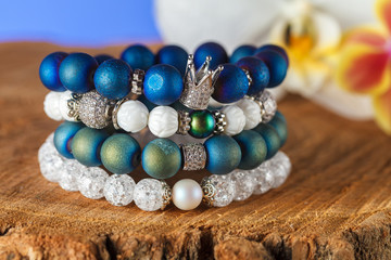 Beautiful jewelry made of natural stones and exquisite accessories