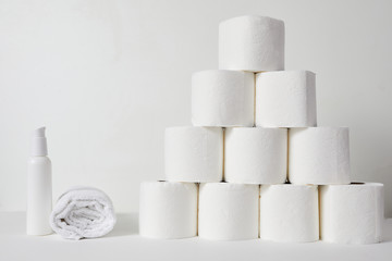 Toilet paper and Hand Sanitizer. The panic of the coronavirus epidemic