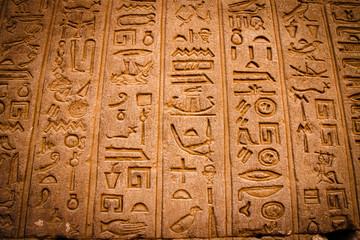 Ancient Egyptian writing, Egyptian hieroglyphs, wall inscriptions