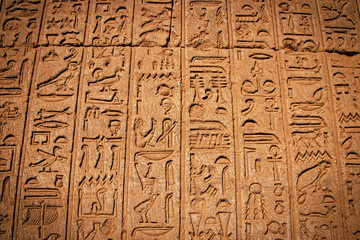Ancient Egyptian writing, Egyptian hieroglyphs, wall inscriptions