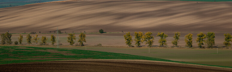 A very large panorama of beautifully undulating Moravian fields