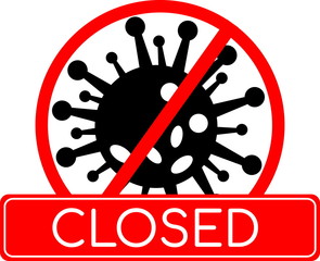 Closed for quarantne, coronavirus icon