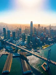 Rolgordijnen Downtown San Francisco aerial view of skyscrapers © Tierney