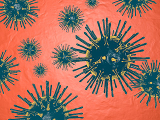 Abstract 3d illustration about viral infection (coronavirus, flu and others). The body of the virus is inside the blood vessel. 3d render.