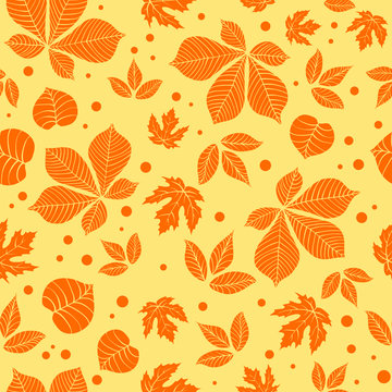 seamless background with orange autumn leaves © Yana