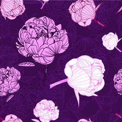 Rose flowers abstract seamless pattern