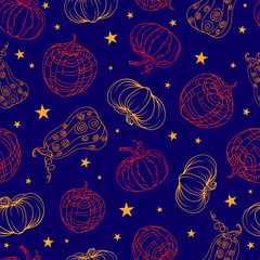seamless pattern with colours pumpkins 