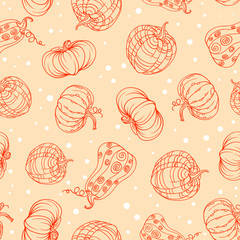 Seamless pattern with autumn Halloween pumpkin